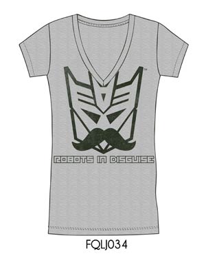 Transformers Decepticons Mustache Heather Grey Juniors T-Shirt Large