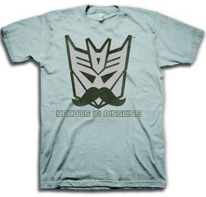 Transformers Decepticons Mustache Heather Grey T-Shirt Large