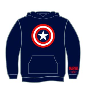 Captain America Star Flock Navy Hoodie X-Large