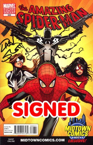 Amazing Spider-Man Vol 2 #666 Cover F Midtown Exclusive Greg Land Variant Cover Signed By Dan Slott (Spider-Island Prelude)
