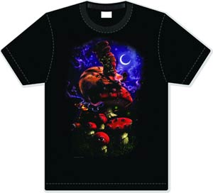 Down The Rabbit Hole Cheshire Moon Black T-Shirt Large