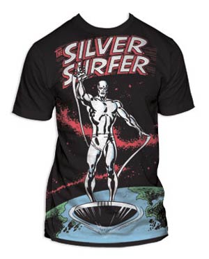 Silver Surfer Silver Big Print Subway T-Shirt Large