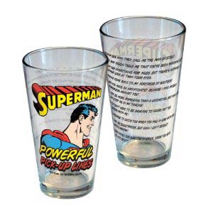 DC Comics Superman Powerful Pick Up Lines Pint Glass