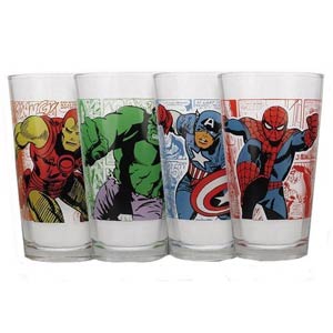 Marvel Retro Comic Wrap 4-Piece Pint Glass Set