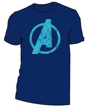 Avengers Logo Heather Blue T-Shirt Large