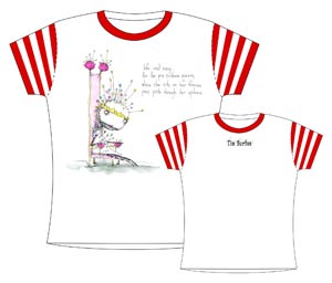 Pin Cushion Queen Cap Sleeve Babydoll White With Red T-Shirt Medium