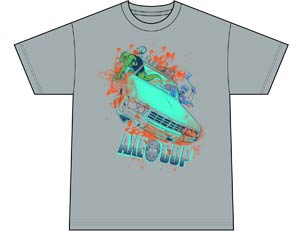 Axe Cop Flying Car Silver T-Shirt Large