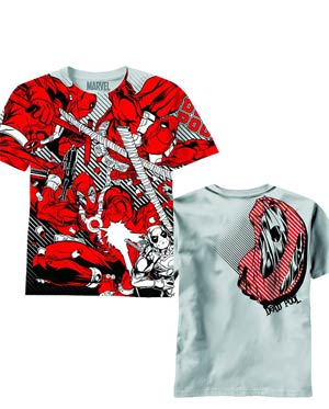 Deadpool Dead Red Silver All-Over-Print T-Shirt Large