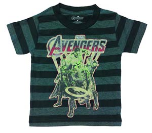 Avengers Movie Cult Classic Black Character Stripe T-Shirt Large