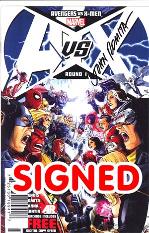 Avengers vs X-Men #1 Cover Q DF Signed By John Romita Sr