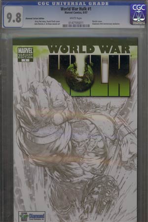 World War Hulk #1 Cover G DCD 25th Anniversary Dave Finch Sketch Cover CGC 9.8