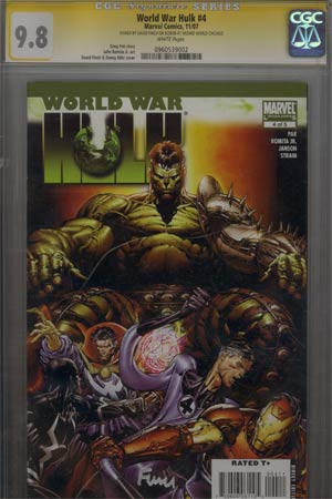 World War Hulk #4 Cover C Regular David Finch Cover Signed By David Finch CGC 9.8 (Top Strip Peeled Off)