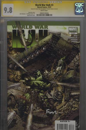 World War Hulk #3 Cover D Regular David Finch Cover Signed By David Finch CGC 9.8