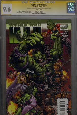 World War Hulk #2 Cover C Regular David Finch Cover Signed By David Finch CGC 9.6