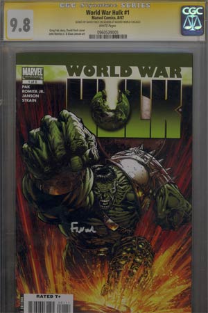 World War Hulk #1 Cover H Incentive John Romita Jr Variant Cover Signed By David Finch CGC 9.8