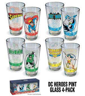 DC Retro Comic Wrap 4-Piece Pint Glass Set