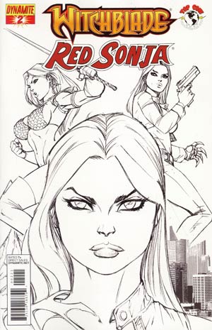 Red Sonja Witchblade #2 Incentive Ale Garza Black & White Cover