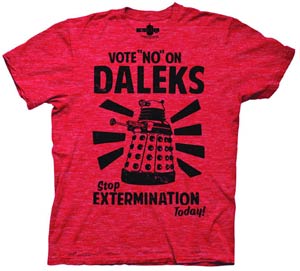 Doctor Who Vote No On Daleks Red T-Shirt Large