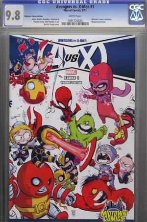 Avengers vs X-Men #1 Cover S Midtown Exclusive Skottie Young Wraparound Variant Cover CGC 9.8