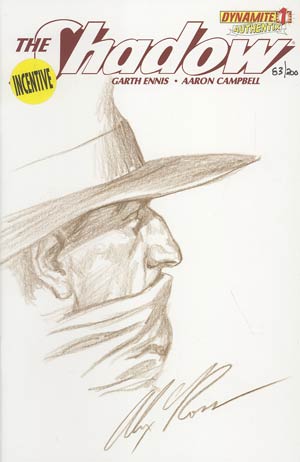 Shadow Vol 5 #1 Incentive Authentix Cover With Hand-Drawn Alex Ross Sketch Edition 83 of 200 (one of a kind - sold as is)