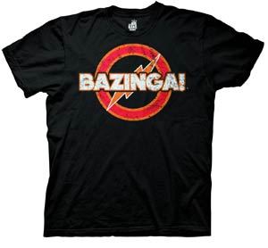Big Bang Theory Bazinga Logo Black T-Shirt Large