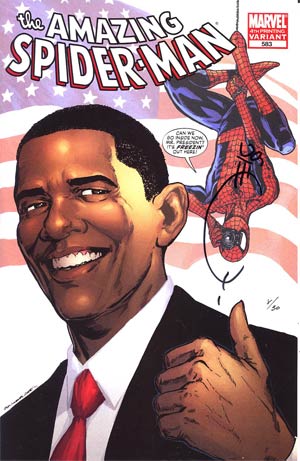 Amazing Spider-Man Vol 2 #583 Cover F 4th Ptg Variant Barack Obama Cover DF Signed By Joe Quesada