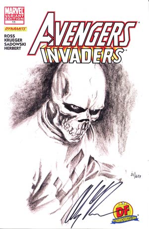 Avengers Invaders #11 DF Exclusive Alex Ross Sketch Variant Cover Signed By Alex Ross