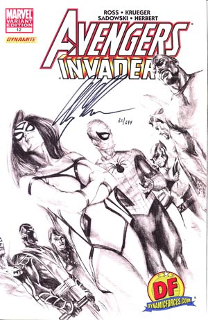 Avengers Invaders #12 DF Exclusive Alex Ross Sketch Variant Cover Signed By Alex Ross