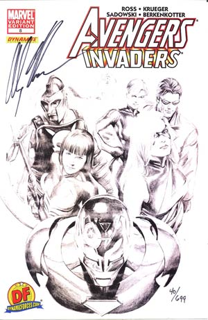 Avengers Invaders #8 DF Exclusive Alex Ross Sketch Variant Cover Signed By Alex Ross