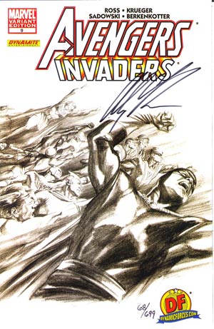 Avengers Invaders #9 DF Exclusive Alex Ross Wraparound Sketch Variant Cover Signed By Alex Ross