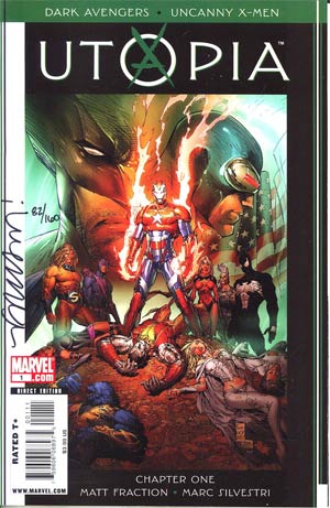 Dark Avengers Uncanny X-Men Utopia #1 Cover E DF Signed By Matt Fraction (Dark Reign Tie-In)(Utopia Part 1)