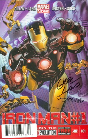 Iron Man Vol 5 #1 Cover H DF Deluxe Edition Signed By Greg Land & Jay Leistein