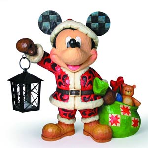 Disney Traditions Santa Mickey With Lantern Figurine