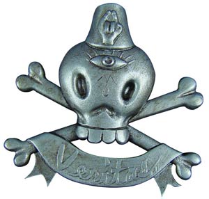 Gary Baseman Skull And Crossbones Veritas Pin