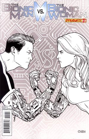 Bionic Man vs Bionic Woman #1 Incentive Sean Chen Black & White Cover