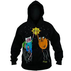 Adventure Time Space Fist Bump Previews Exclusive Black Hoodie Medium