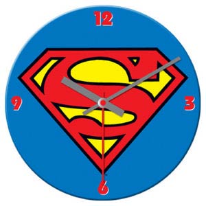 Superman 13.5-Inch Cordless Wood Wall Clock