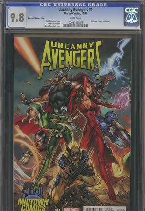 Uncanny Avengers #1 Cover N Midtown Exclusive J Scott Campbell Connecting Variant Cover (Part 1 of 3) CGC 9.8