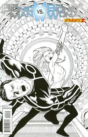 Bionic Man vs Bionic Woman #2 Incentive Sean Chen Black & White Cover