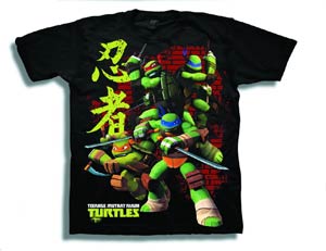 Teenage Mutant Ninja Turtles Ninjitsu Kanji Previews Exclusive Black T-Shirt Large