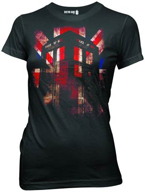 Doctor Who Union Jack TARDIS Glow-In-The-Dark Juniors T-Shirt Large