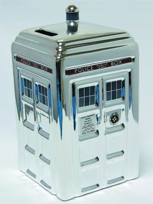 Doctor Who Ceramic Money Bank - Chrome TARDIS