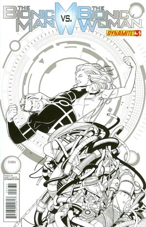 Bionic Man vs Bionic Woman #3 Incentive Sean Chen Black & White Cover