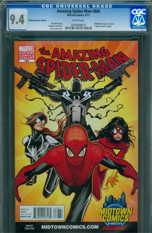 Amazing Spider-Man Vol 2 #666 CGC 9.4 Midtown Exclusive Greg Land Variant Cover (Spider-Island Prelude)