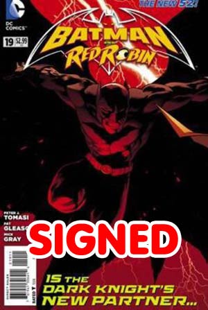 Batman And Red Robin #19 Cover B DF Crimson Red Signature Series Signed By Peter Tomasi Recommended Back Issues