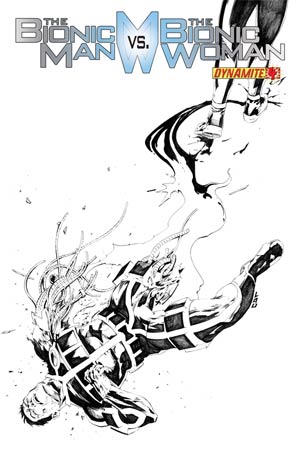 Bionic Man vs Bionic Woman #4 Incentive Jonathan Lau Black & White Cover
