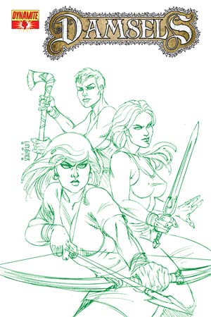 Damsels #4 High-End Joseph Michael Linsner Earth Green Ultra-Limited Cover (ONLY 25 COPIES IN EXISTENCE!)