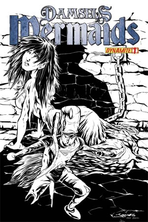 Damsels Mermaids #1 High-End Jean-Paul Deschong Black & White Ultra-Limited Cover (ONLY 25 COPIES IN EXISTENCE!)
