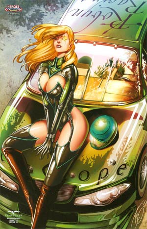 Grimm Fairy Tales Presents Robyn Hood Wanted #1 Cover F Heroes Con Exclusive Jen Broomall Green Car Variant Cover