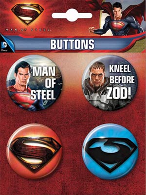 Superman Man Of Steel 1.25-inch - Man Of Steel 4-Button Set #1 (82393BT4)